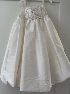 Us Angels Off-White Sleeveless Flower-Bodice Girls' Formal Dress